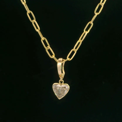 14K Yellow Gold Heart Diamond Pendant Necklace, 1.86 ct Diamond