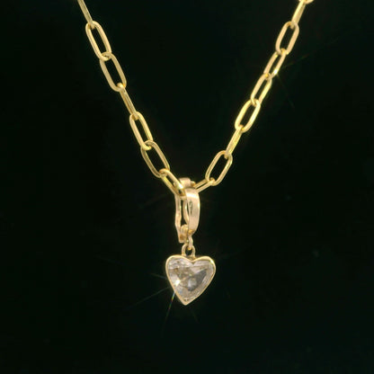 14K Yellow Gold Heart Diamond Pendant Necklace, 1.86 ct Diamond