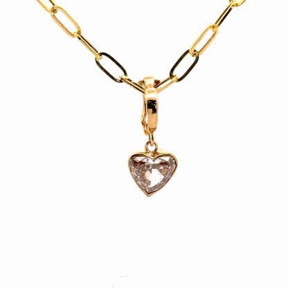 14K Yellow Gold Heart Diamond Pendant Necklace, 1.86 ct Diamond