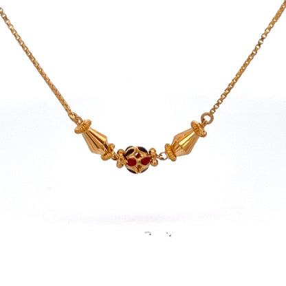 22K Yellow Gold Enamel Accented Necklace