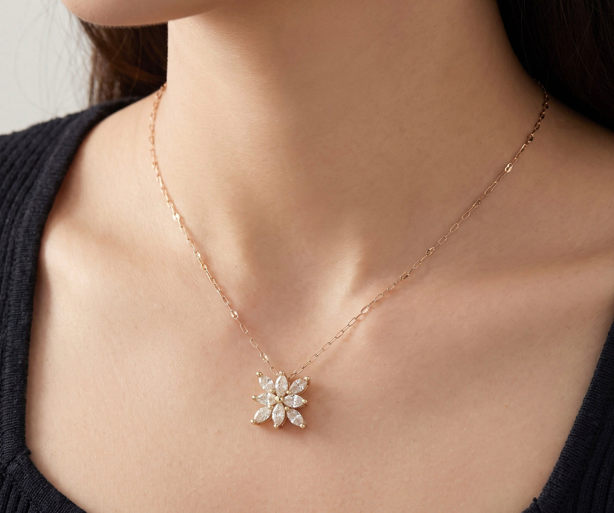 18K Rose Gold Diamond Pendant Necklace 0.46 ct Diamond