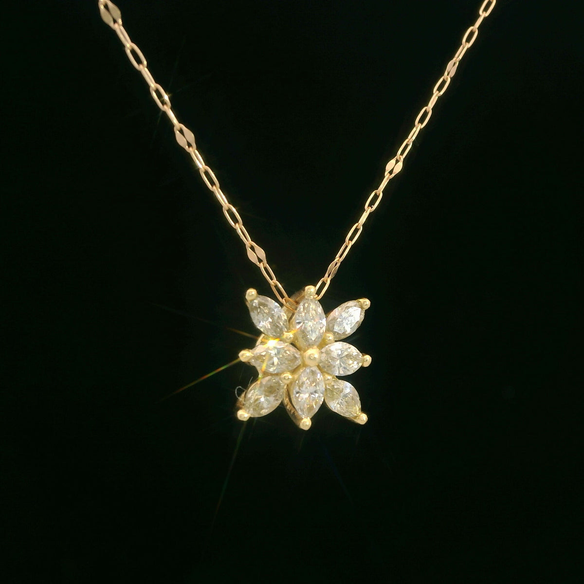 18K Rose Gold Diamond Pendant Necklace 0.46 ct Diamond