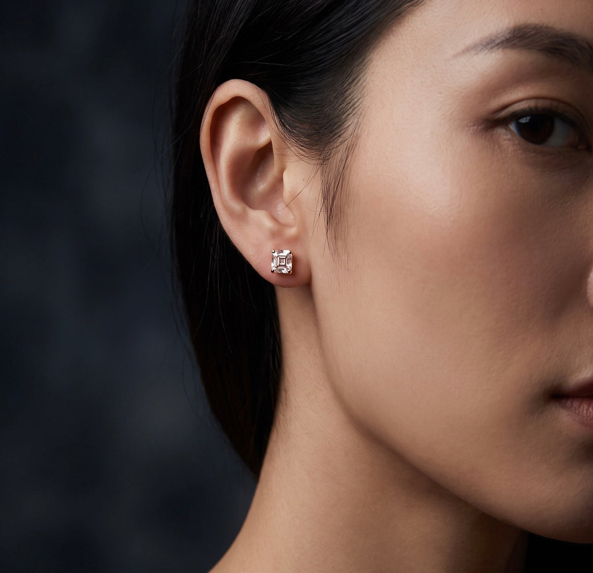 14K Rose Gold 2.00 CTW Asscher Cut Classic Stud Earrings - Simulated Diamonds