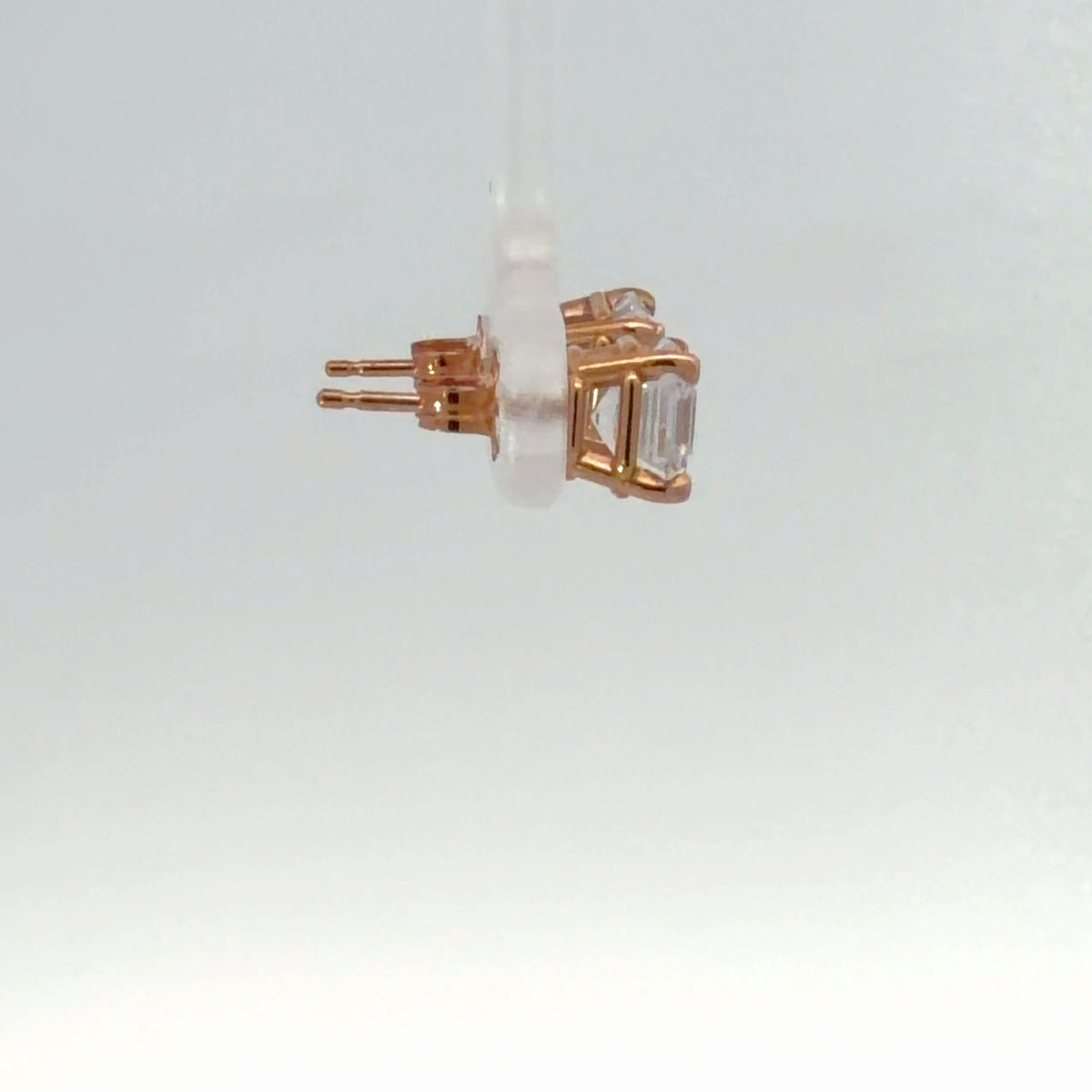14K Rose Gold 2.00 CTW Asscher Cut Classic Stud Earrings - Simulated Diamonds