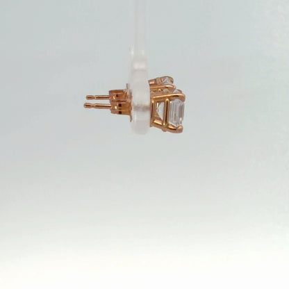 14K Rose Gold 2.00 CTW Asscher Cut Classic Stud Earrings - Simulated Diamonds