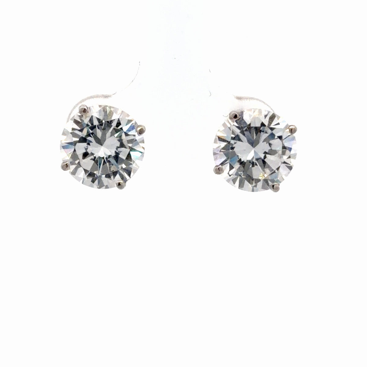 14K White Gold 6.50 CTW Round Brilliant Cut Diamond Simulant Stud Earrings