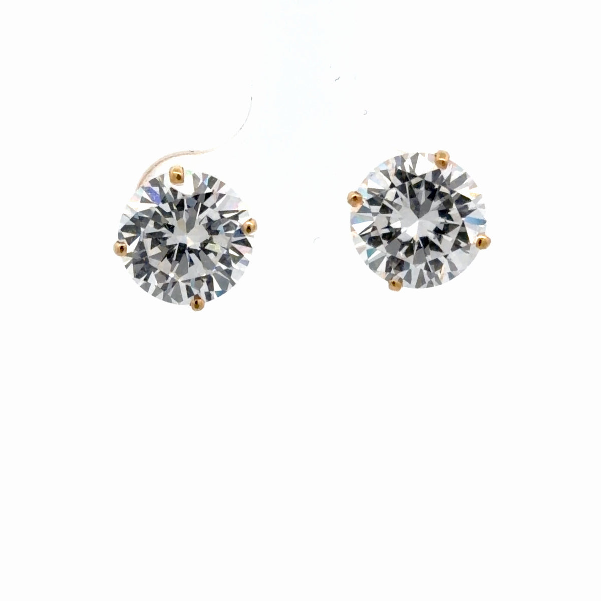 14K Yellow Gold 6.50ctw Round Brilliant Cut Diamond Simulant Stud Earrings