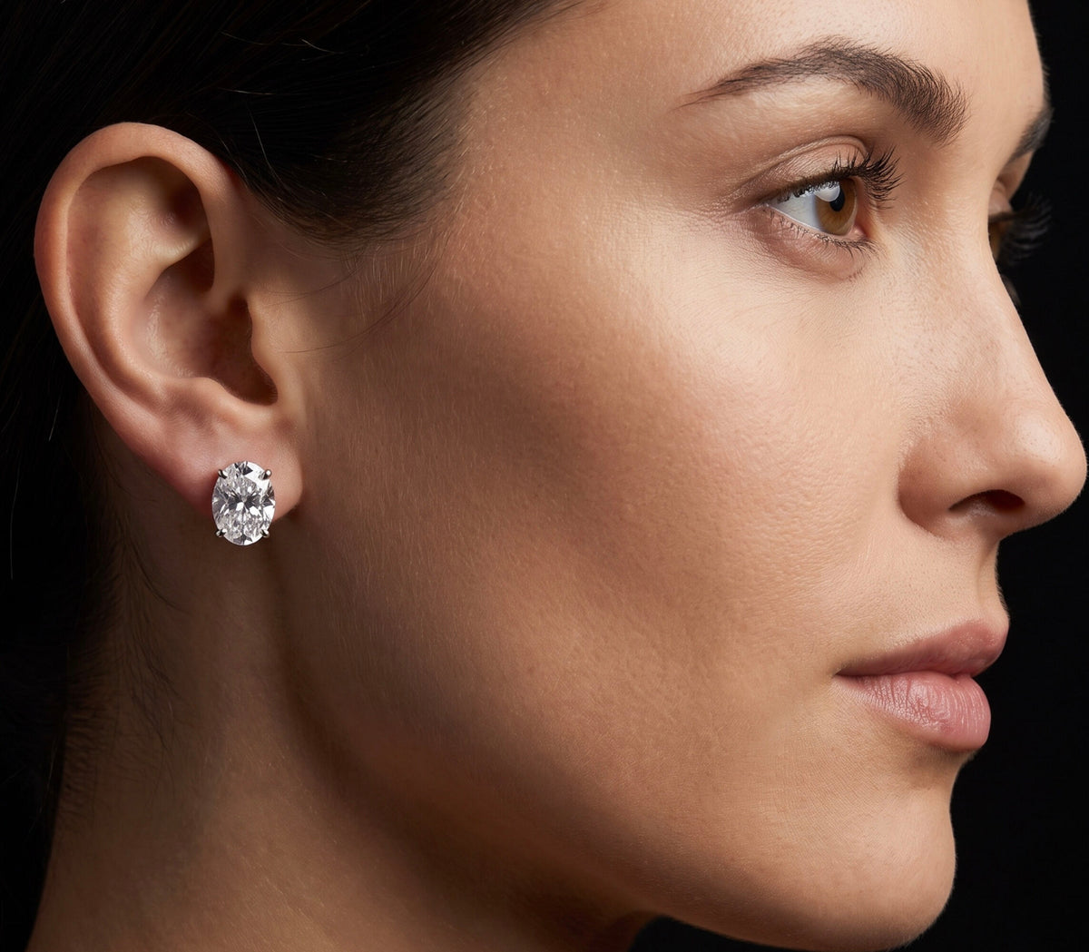 14K White Gold 6.00 CTW Oval Cut Classic Stud Earrings Diamond Simulant