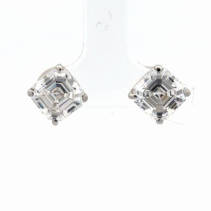 14K White Gold 6.00 CTW Asscher Cut Diamond Simulant Classic Stud Earrings