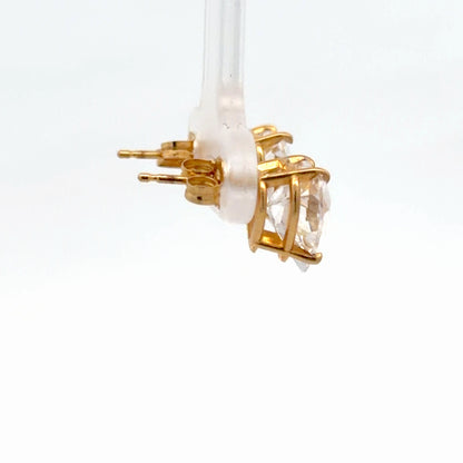 14K Yellow Gold 5.50ctw Heart Shaped Dainty Stud Earrings Diamond Simulant