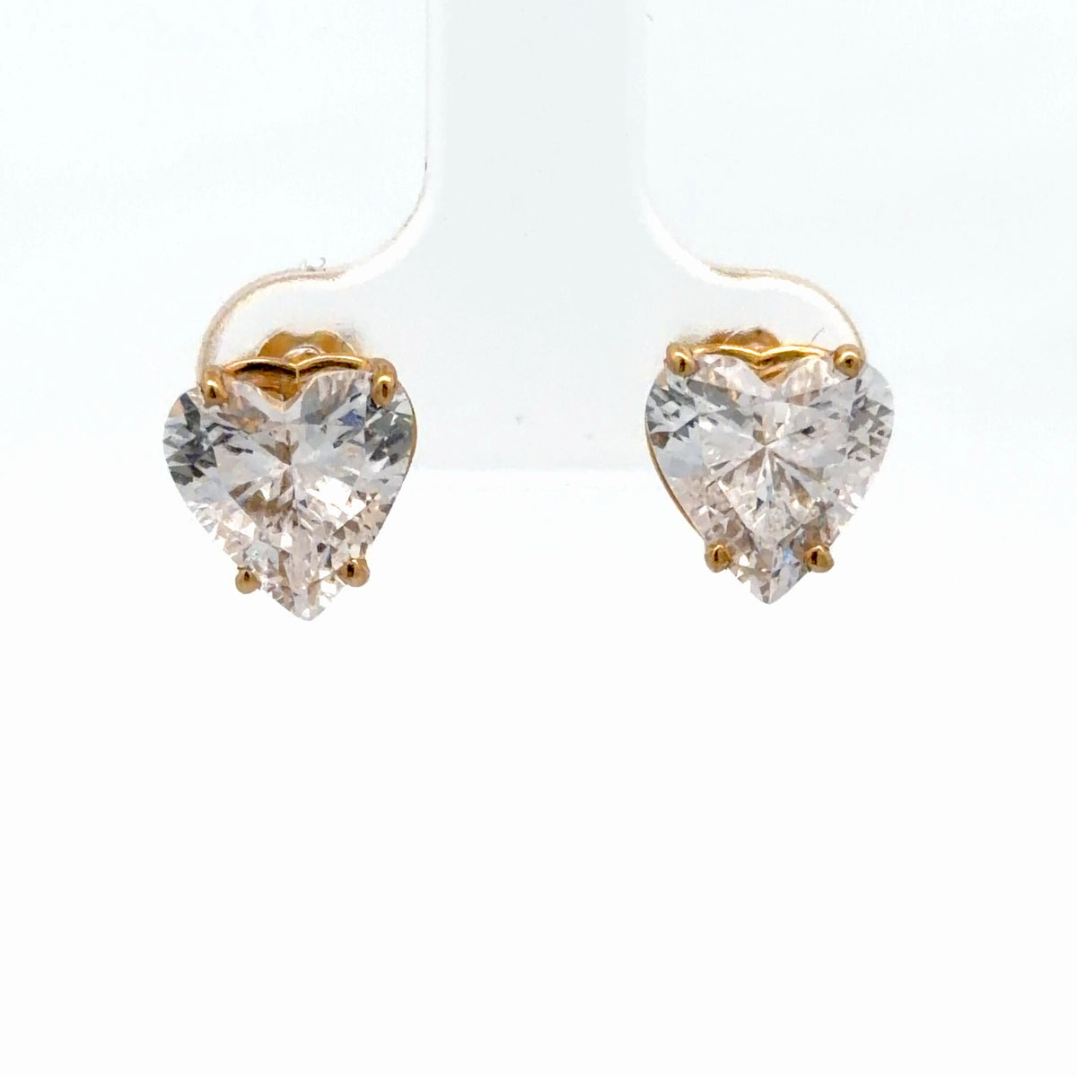 14K Yellow Gold 5.50ctw Heart Shaped Dainty Stud Earrings Diamond Simulant