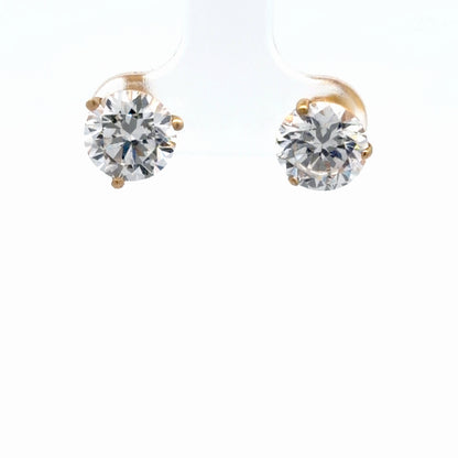 14K Yellow Gold 4ctw Round Brilliant Martini Stud Earrings Diamond Simulant