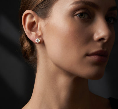 14K Yellow Gold 4ctw Round Brilliant Martini Stud Earrings Diamond Simulant