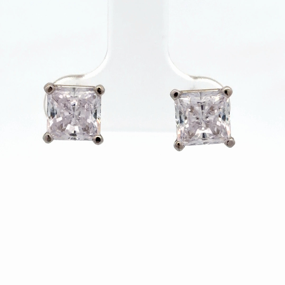 10K White Gold 3.50 CTW Square Brilliant Cut Diamond Simulant Stud Earrings