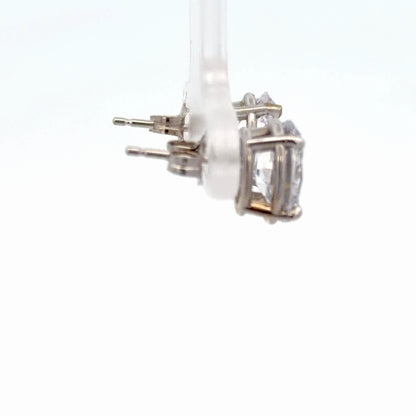 10K White Gold 3.50ctw Oval Cut Stud Earrings, Classic Simulated Diamonds