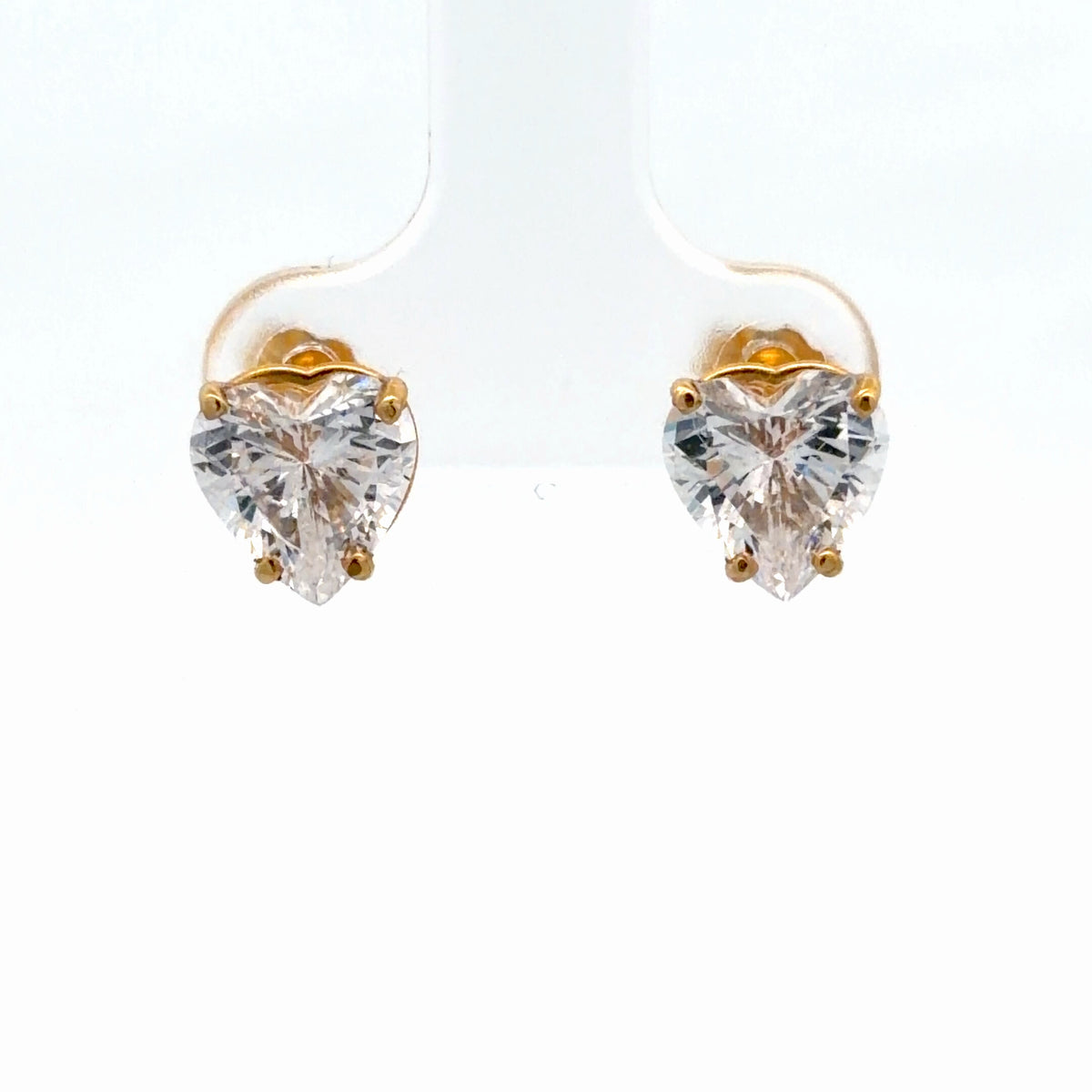 14K Yellow Gold 3.50ctw Heart Shaped Stud Earrings Dainty Diamond Simulant