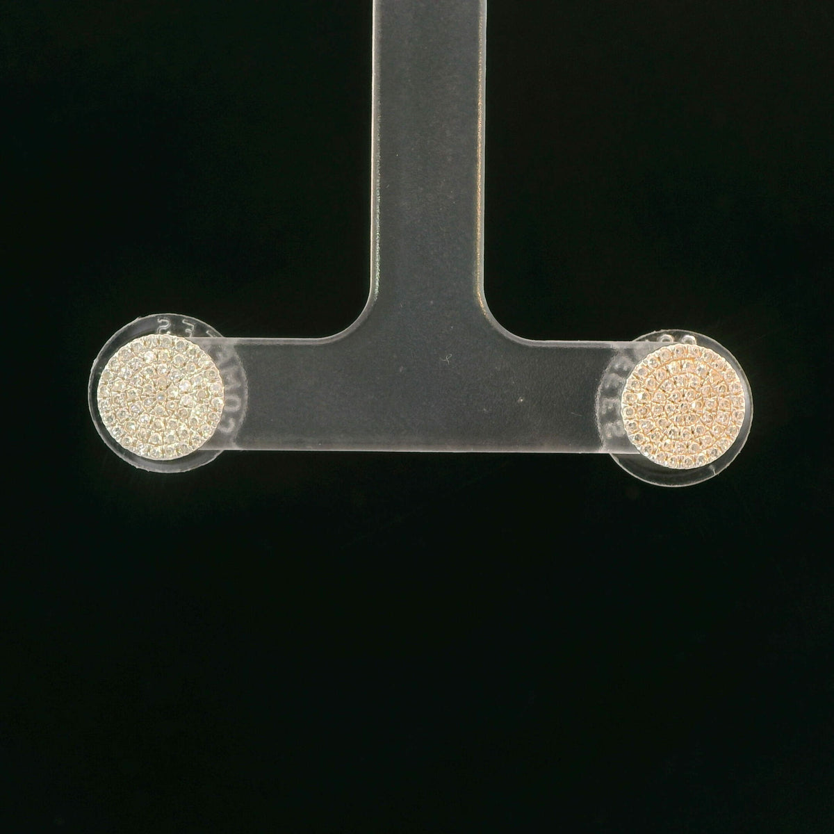 14K White Gold Pave Diamond Disk Stud Earrings, Dainty Round Minimalist