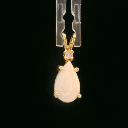 14K Yellow Gold Opal & Sapphire Pendant, 0.41 CTW Bezel-Set Opal Cabochon