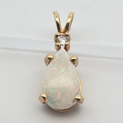 14K Yellow Gold Opal & Sapphire Pendant, 0.41 CTW Bezel-Set Opal Cabochon
