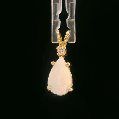 14K Yellow Gold Opal & Sapphire Pendant, 0.41 CTW Bezel-Set Opal Cabochon