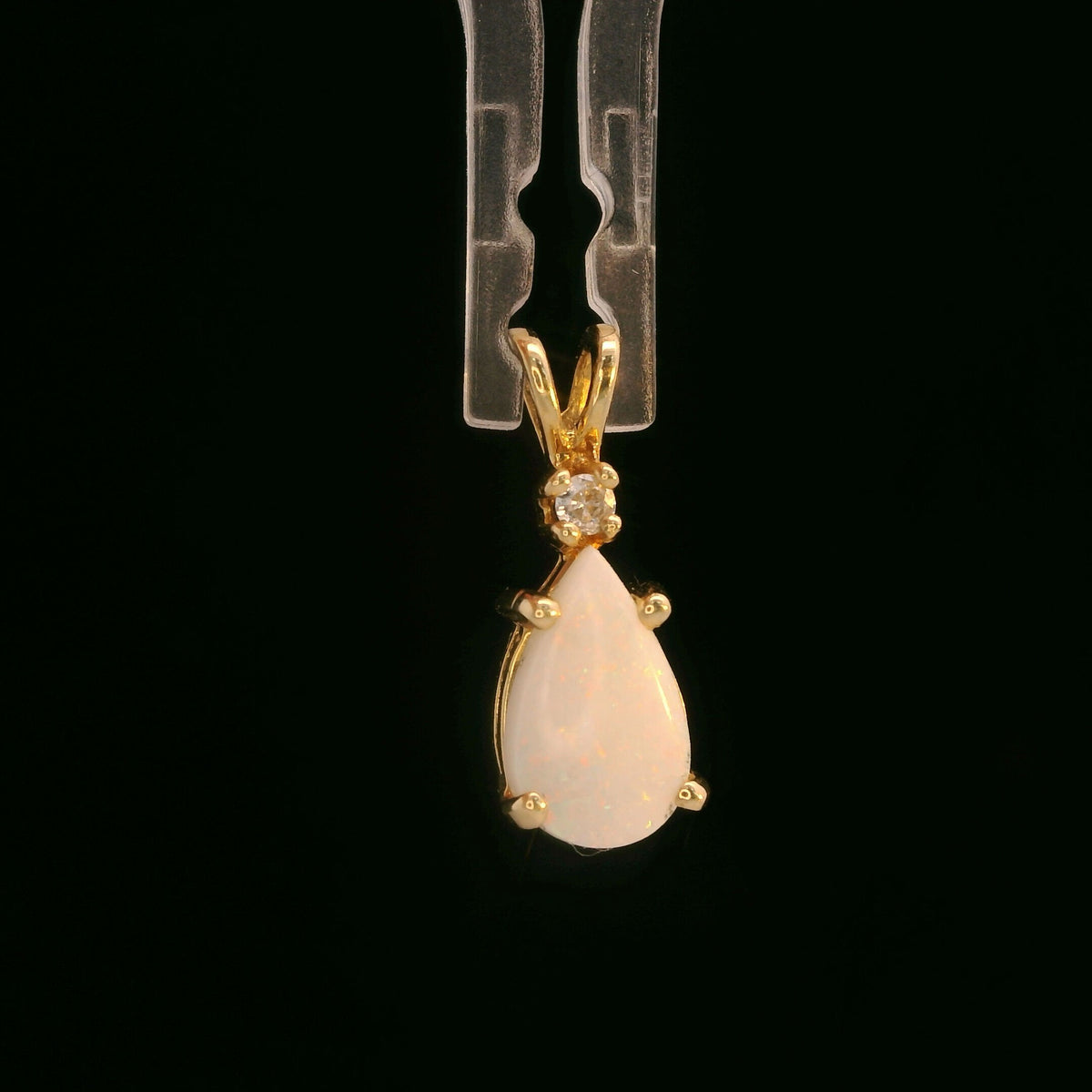 14K Yellow Gold Opal & Sapphire Pendant, 0.41 CTW Bezel-Set Opal Cabochon