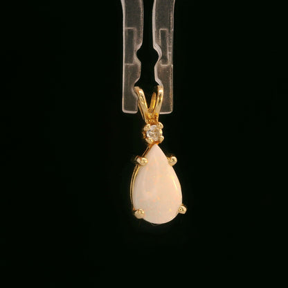 14K Yellow Gold Opal & Sapphire Pendant, 0.41 CTW Bezel-Set Opal Cabochon