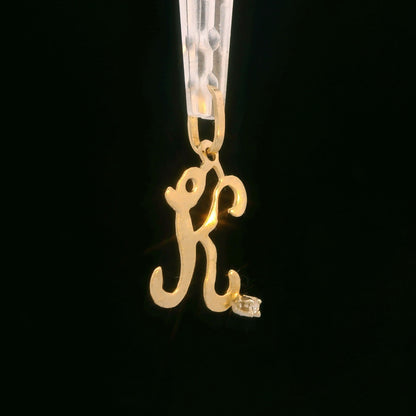 14K Yellow Gold Colorless Topaz "K" Pendant 0.01 CTW Dainty Initial Charm