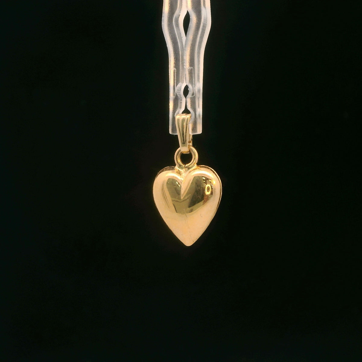 14K Yellow Gold Heart Pendant / Charm, Bubble Heart Design, High-Polish