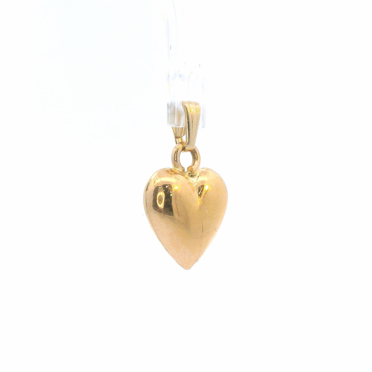 14K Yellow Gold Heart Pendant / Charm, Bubble Heart Design, High-Polish