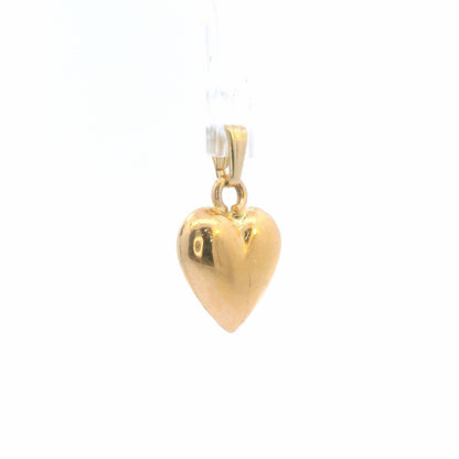 14K Yellow Gold Heart Pendant / Charm, Bubble Heart Design, High-Polish