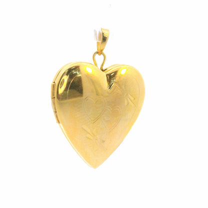 14K Yellow Gold Heart Shaped Locket Dainty Polished Hinged Classic Pendant