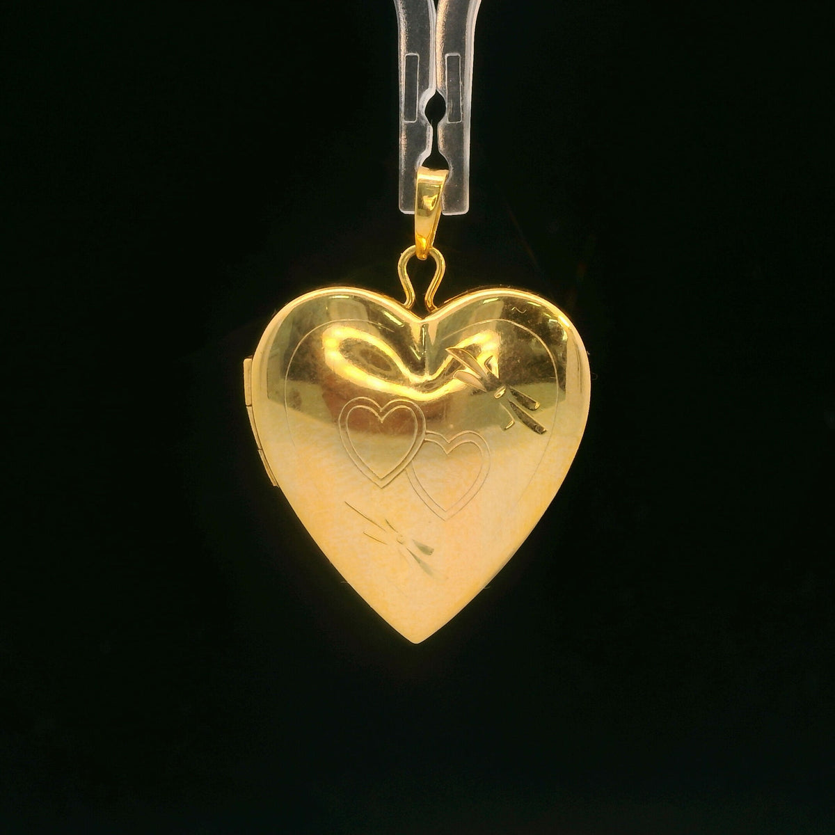 14K Yellow Gold Heart Shaped Locket Dainty Polished Hinged Classic Pendant