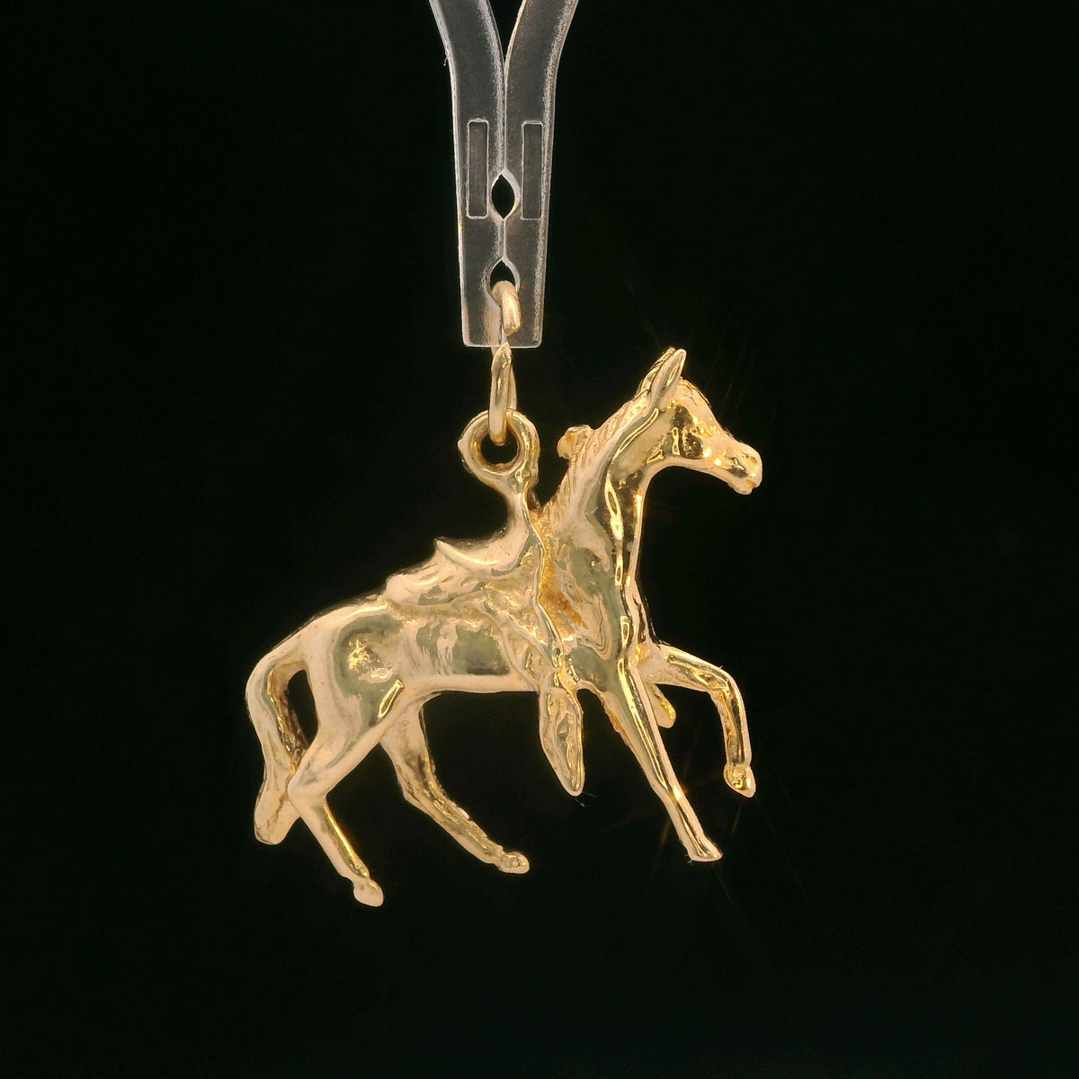 14K Yellow Gold Horse Charm / Pendant Equestrian Animal Jewelry