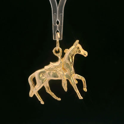 14K Yellow Gold Horse Charm / Pendant Equestrian Animal Jewelry