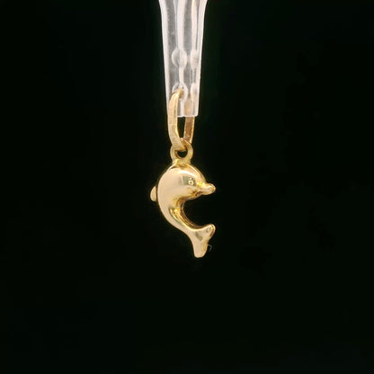 10K Yellow Gold Dolphin Charm / Pendant, Dainty Minimalist Charm