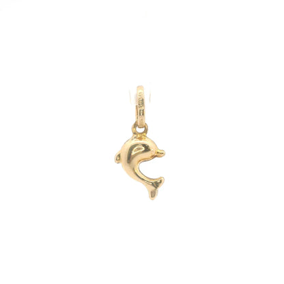 10K Yellow Gold Dolphin Charm / Pendant, Dainty Minimalist Charm