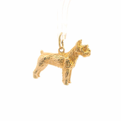 14K Yellow Gold Schnauzer Dog Charm / Pendant, Dainty Small with Jump Ring