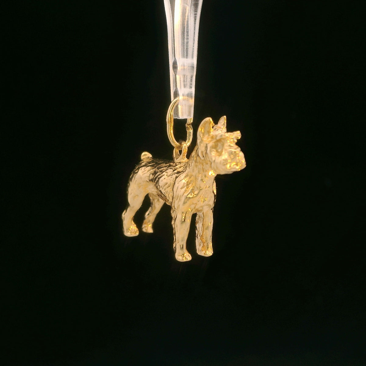 14K Yellow Gold Schnauzer Dog Charm / Pendant, Dainty Small with Jump Ring