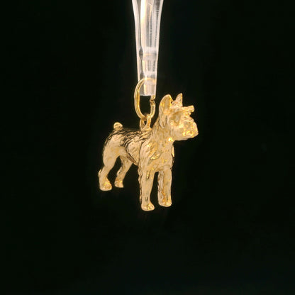 14K Yellow Gold Schnauzer Dog Charm / Pendant, Dainty Small with Jump Ring