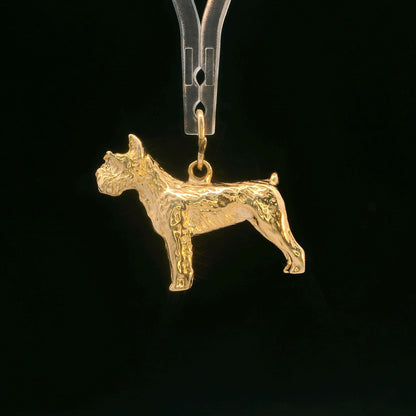 14K Yellow Gold Schnauzer Dog Charm / Pendant, Dainty Small with Jump Ring