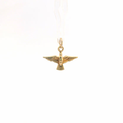 14K Yellow Gold Bird Charm / Pendant, Dainty Polished Figural Mini Design