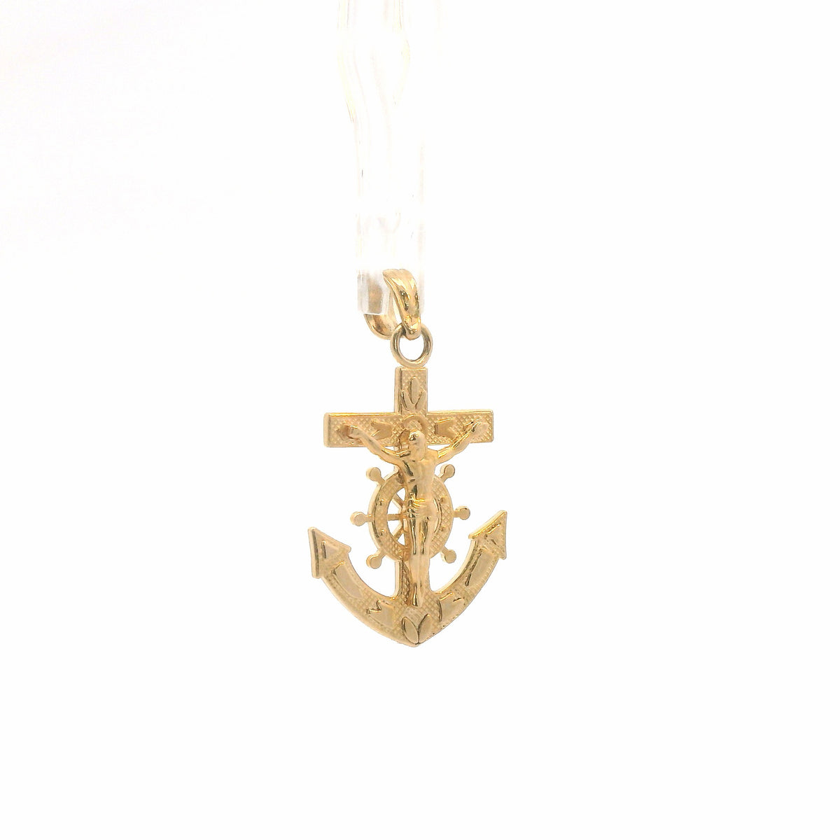 14K Yellow Gold Mariners Cross Pendant / Charm, Dainty Polished Finish