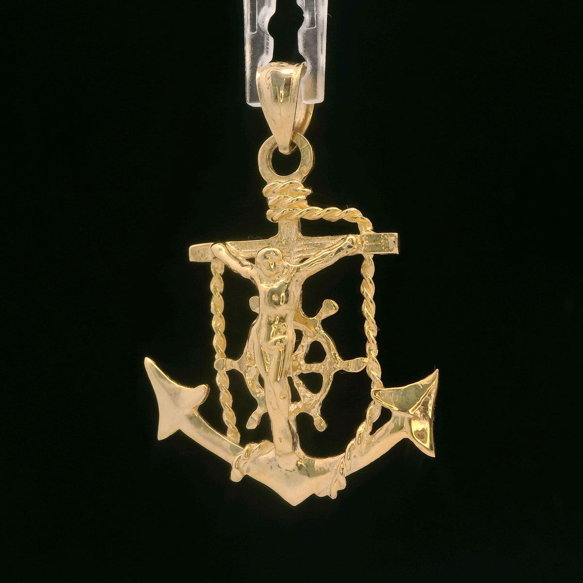 14K Yellow Gold Mariners Cross Pendant / Charm - Polished Nautical Style