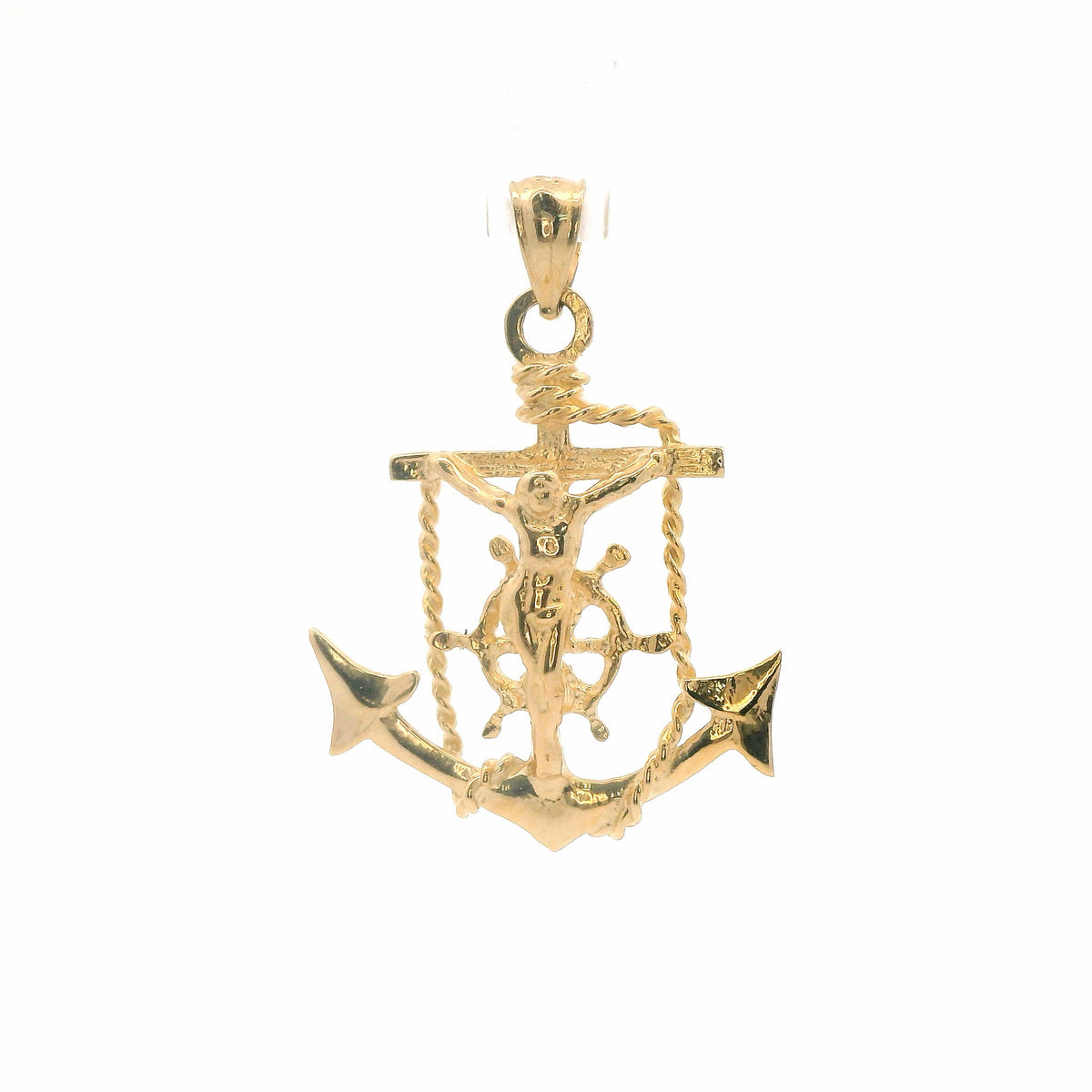 14K Yellow Gold Mariners Cross Pendant / Charm - Polished Nautical Style