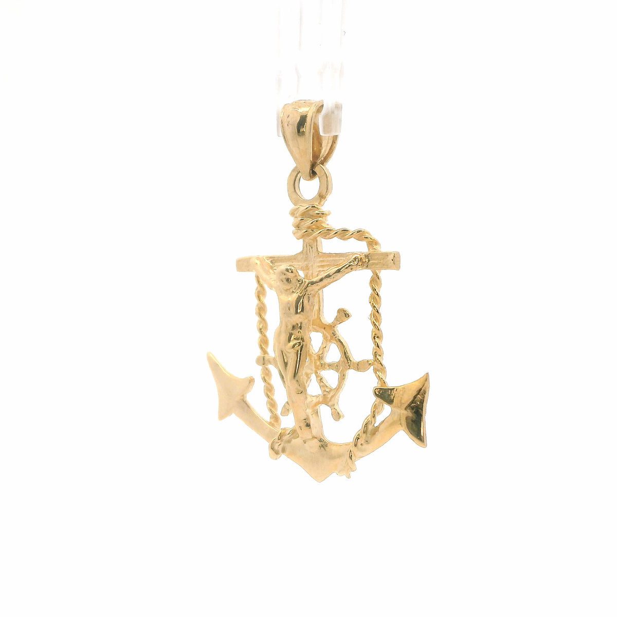 14K Yellow Gold Mariners Cross Pendant / Charm - Polished Nautical Style