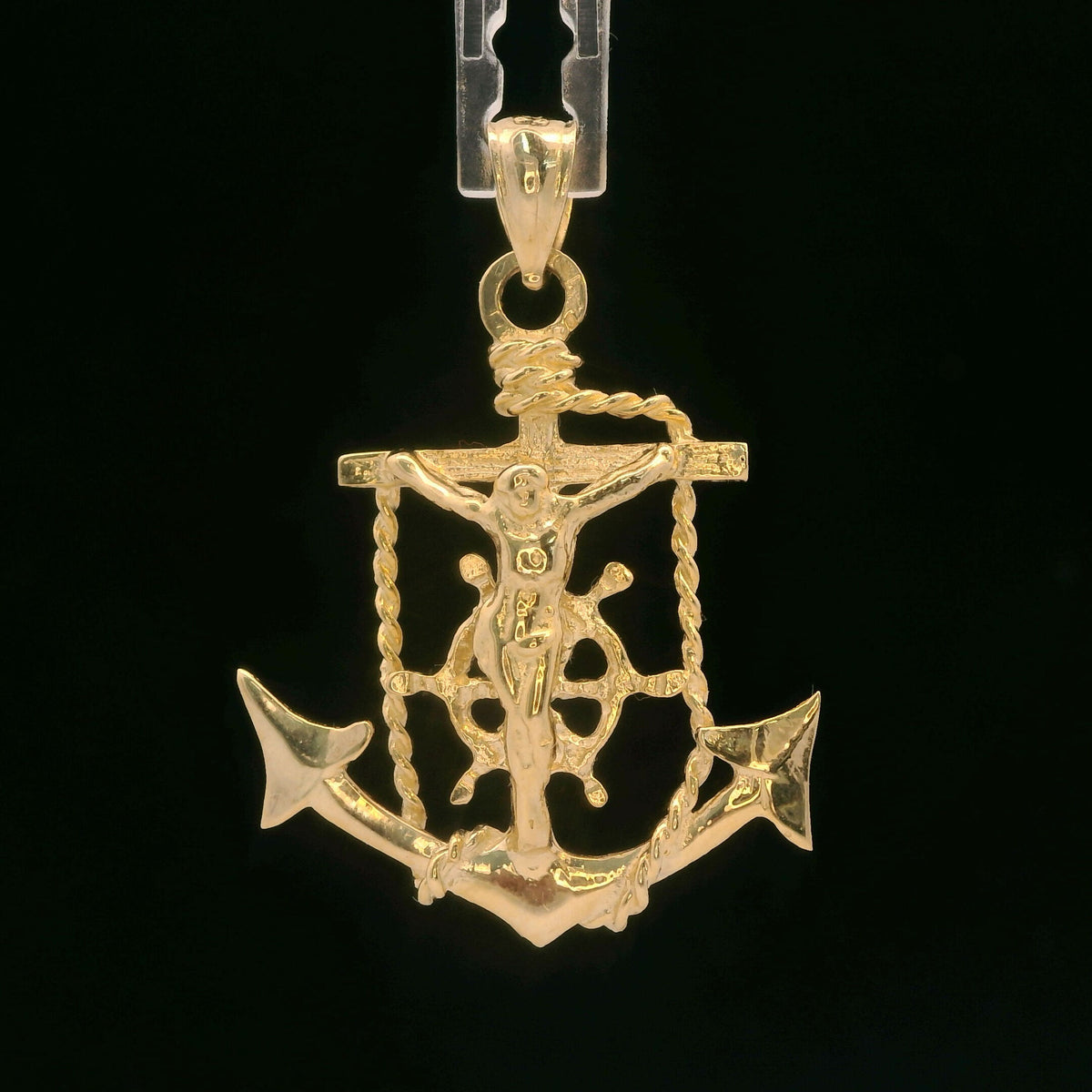 14K Yellow Gold Mariners Cross Pendant / Charm - Polished Nautical Style