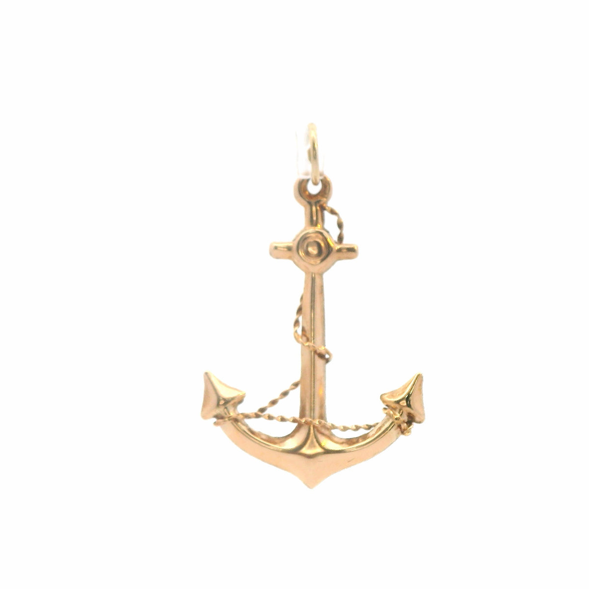 14K Rose Gold Anchor Pendant / Charm Nautical Polished Dainty Minimalist