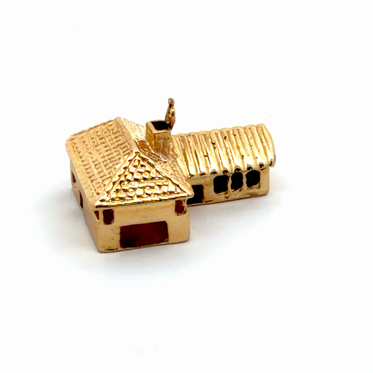 14K Yellow Gold Vintage House Charm / Pendant, Dainty Mini Detailed Design