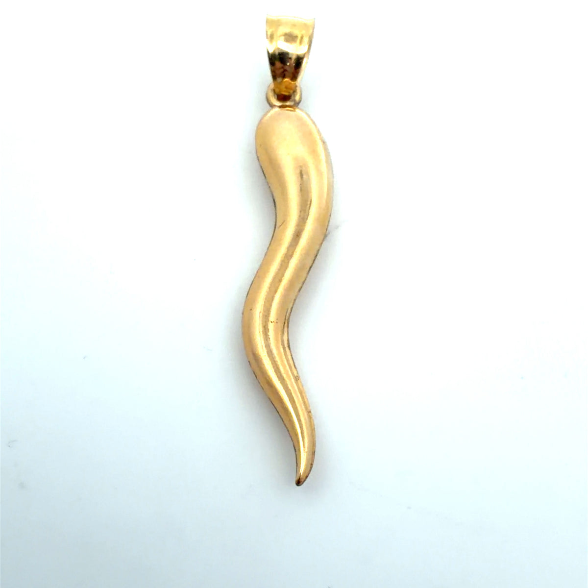 14K Yellow Gold Italian Horn Pendant Dainty Polished Minimalist Lucky Charm