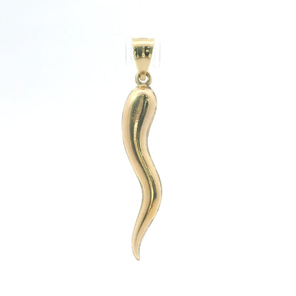 14K Yellow Gold Italian Horn Pendant Dainty Polished Minimalist Lucky Charm